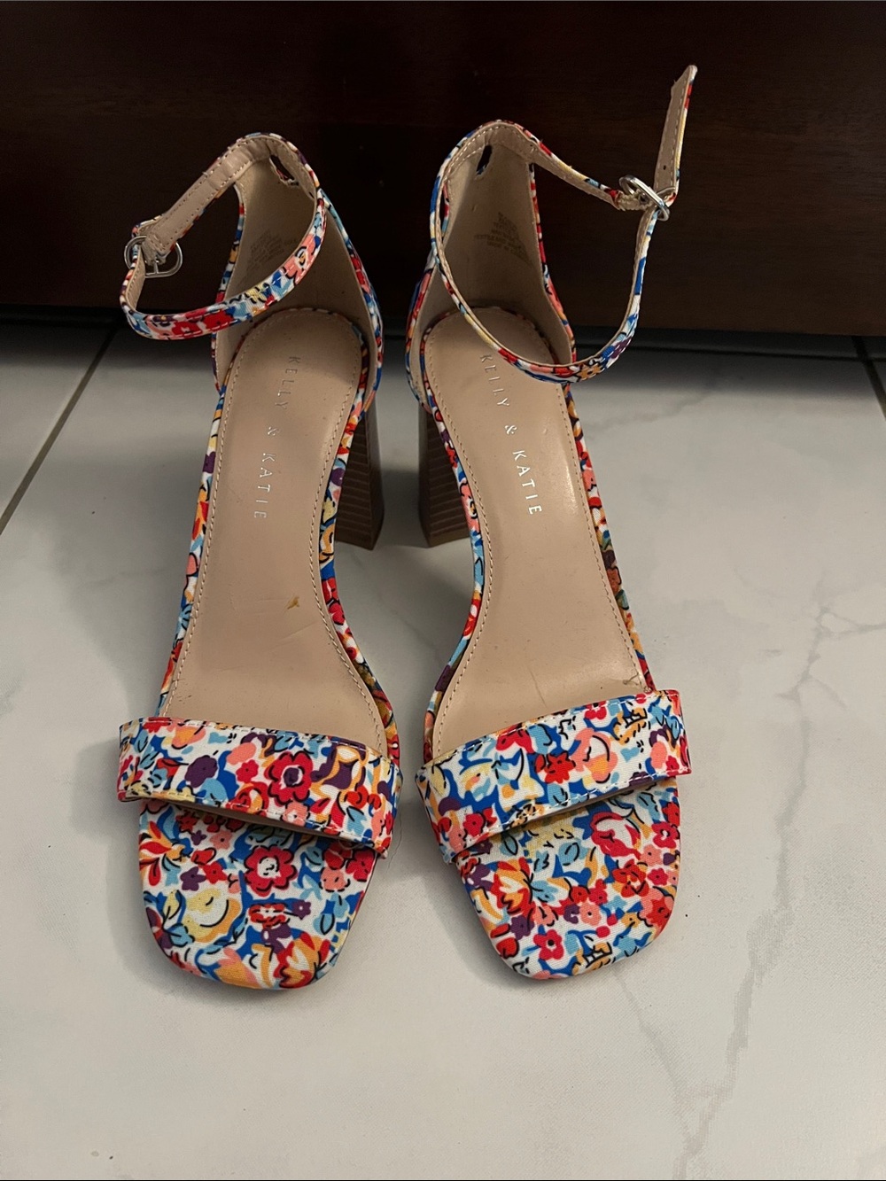 BRAND NEW Charlotte Russe Floral Ankle-Strap Block Heels in Multicolor
